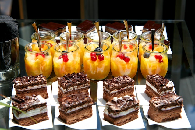 tray of desserts
