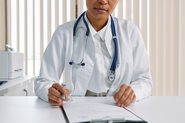 doctor reviewing blood test results