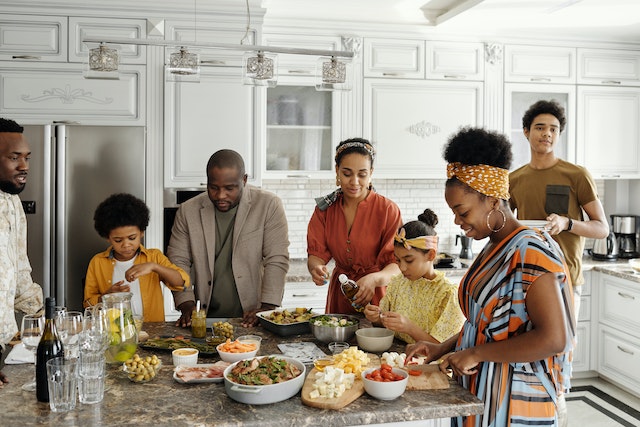 Family preparing food