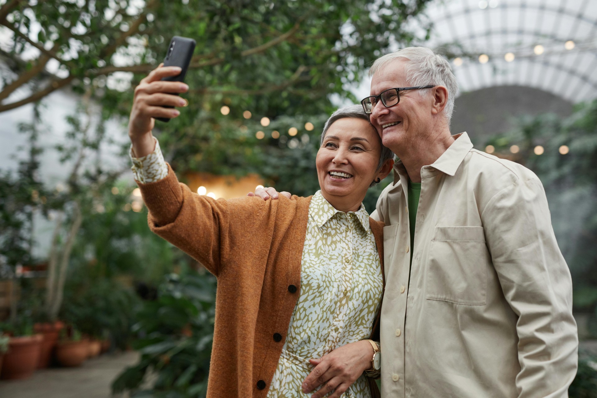 Man and woman taking a selfie